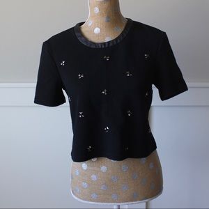 Bejeweled black quilted VS crop top